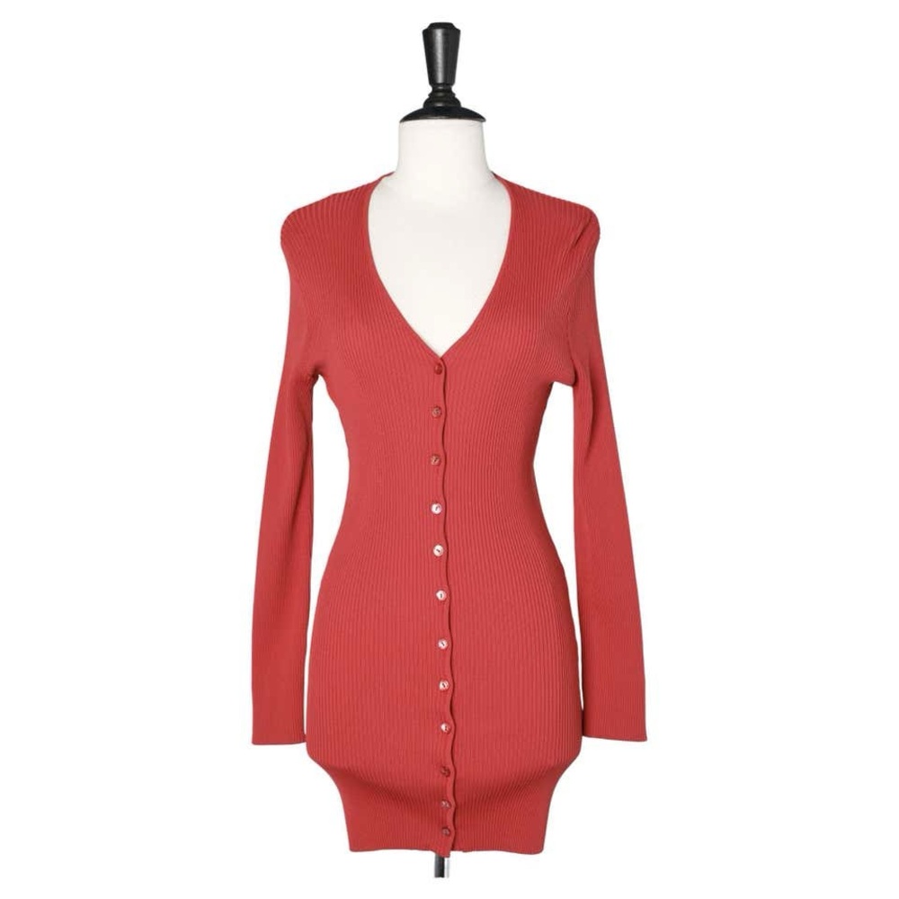 Dolce and Gabbana Red knit cardigan with branded buttons Dolce & Gabbana